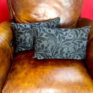 Black Floral Pattern Throw Pillows (2) 10 x 16